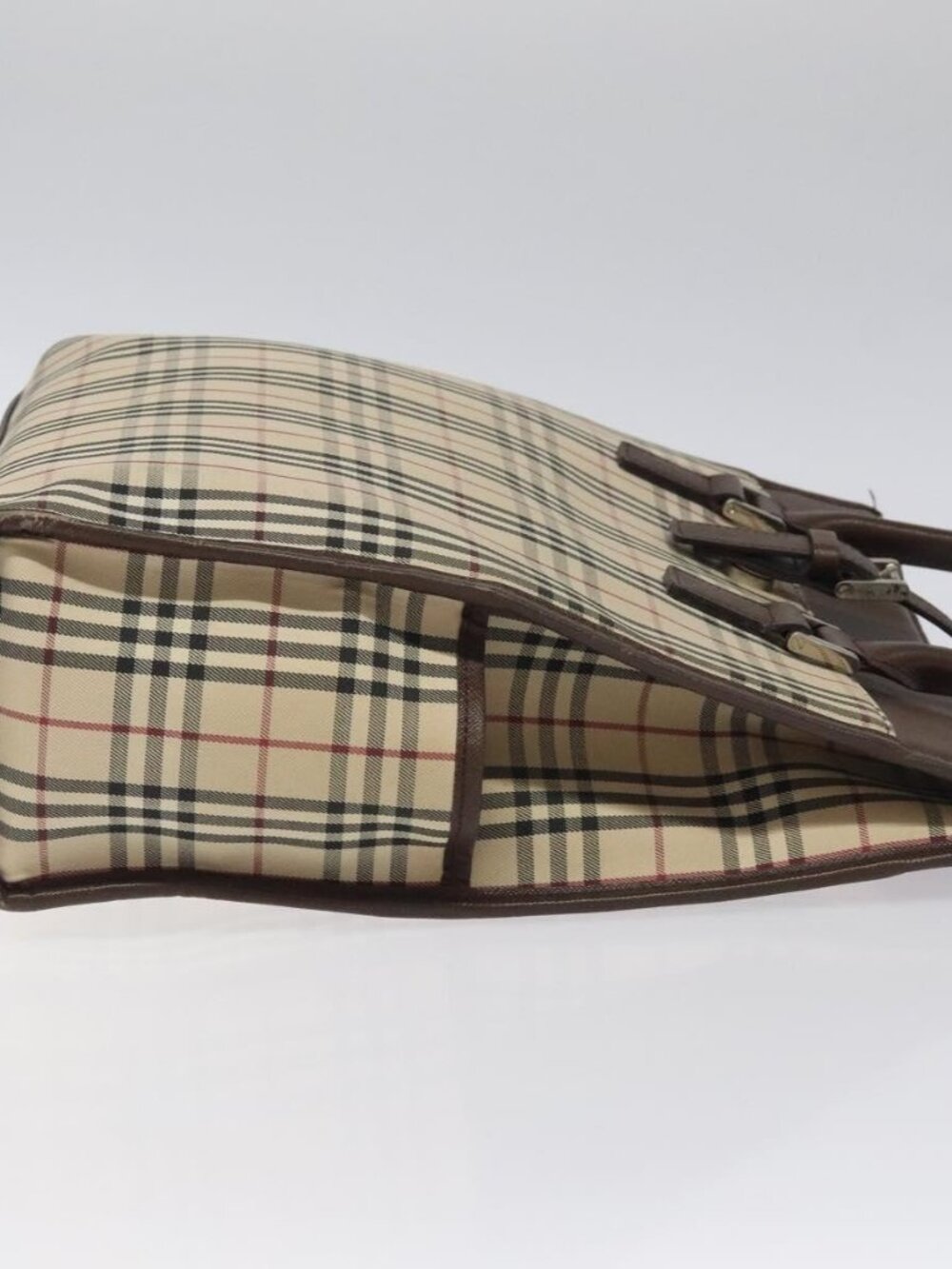 BURBERRY Nova Check Hand Bag Canvas Beige Auth 117364 - Picture 5 of 16